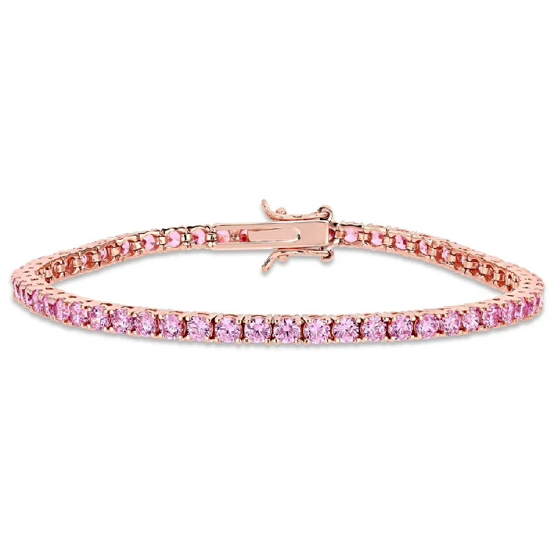 Secure clasp bangles-Miadora Rose Plated Sterling Silver Pink Cubic Zirconia Tennis Bracelet