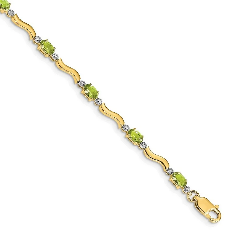 Subtle accent bangles-Curata 3.5mm 14k Fancy Diamond Peridot Bracelet