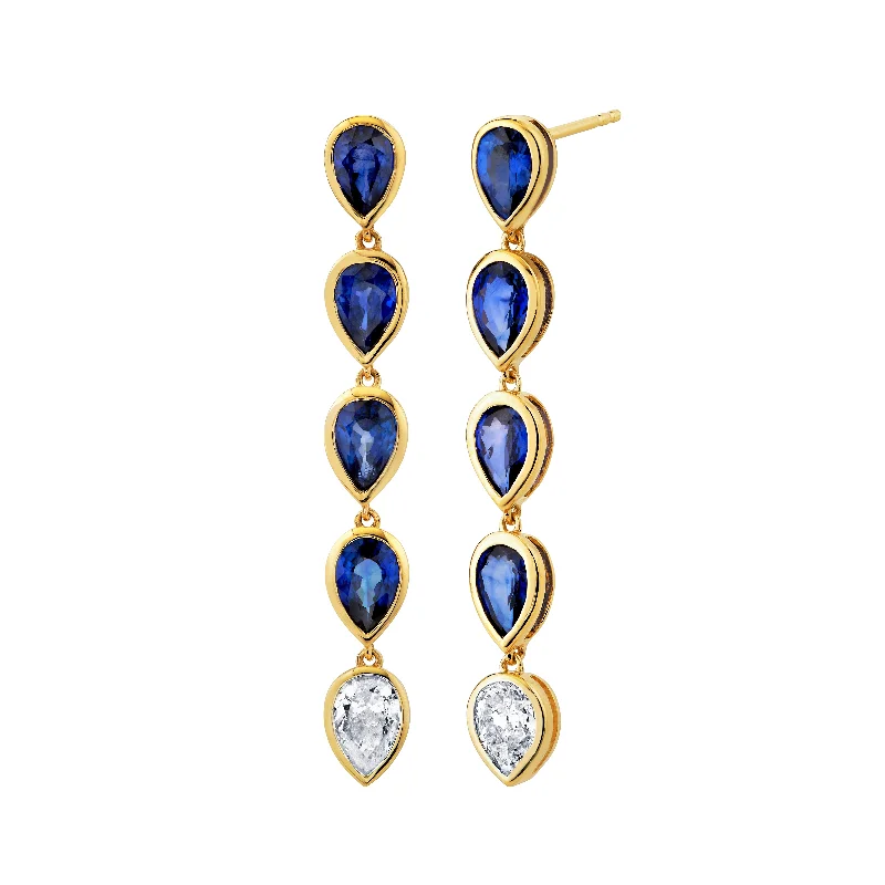 Vivid gem earrings-Sapphire Pear Drop Earring