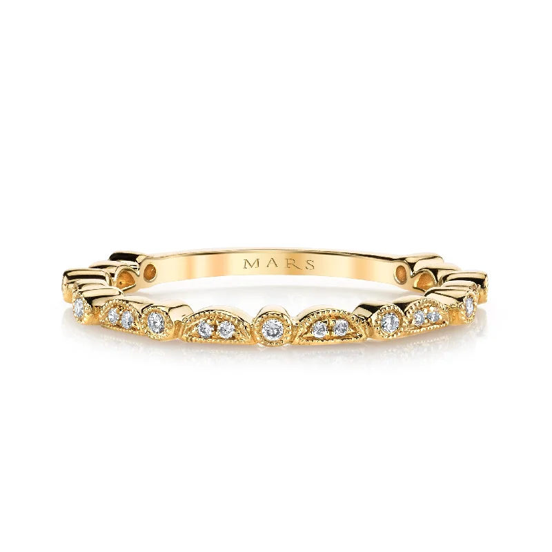 Handcrafted engagement rings-14K Yellow Gold 0.11ct. Diamond Milgrain Detailing Stackable Fashion Ring