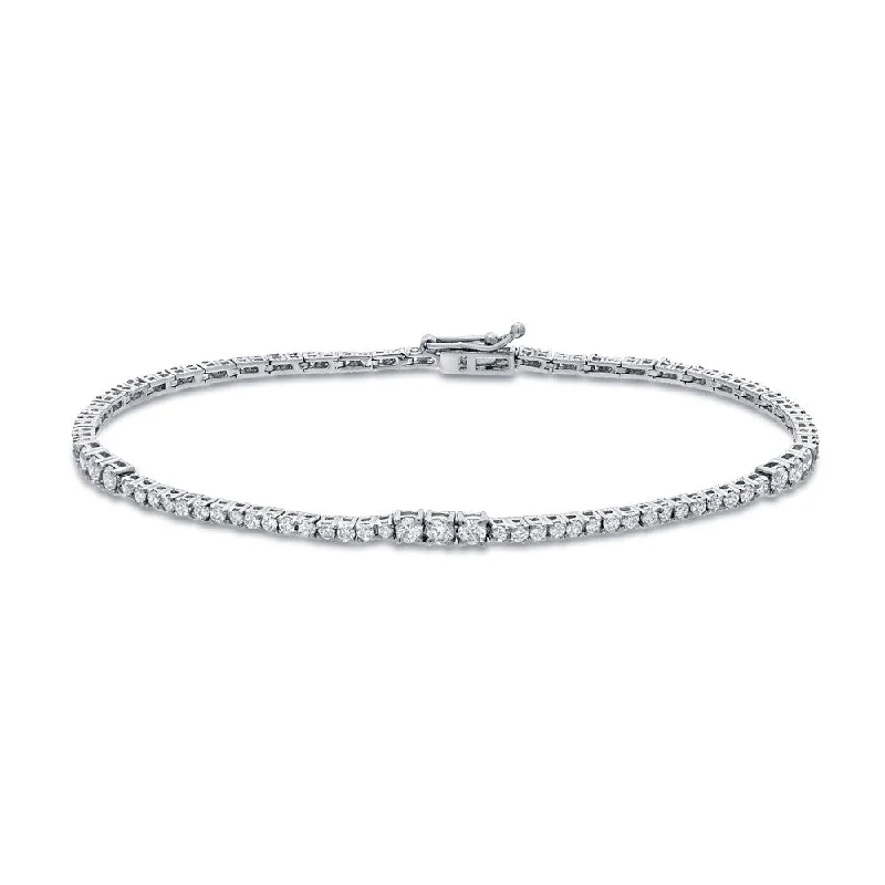 Smooth form bangles-Auriya 14k White Gold 2ct TDW Round Diamond Tennis Bracelet