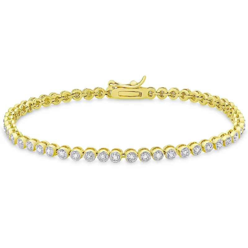 Radiant star bangles-Finesque Gold over Silver 1/2ct Tw Diamond Tennis Bracelet