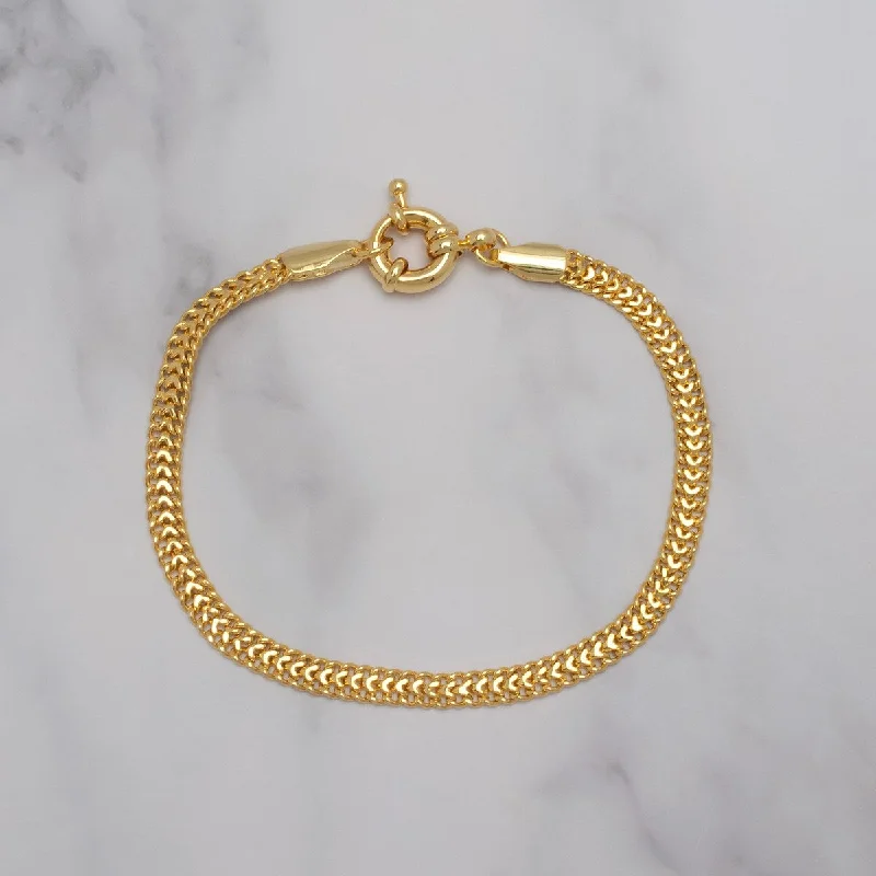 Shiny modern bangles-Victoria Townsend Yellow Gold Plated Wheat Chain Bracelet