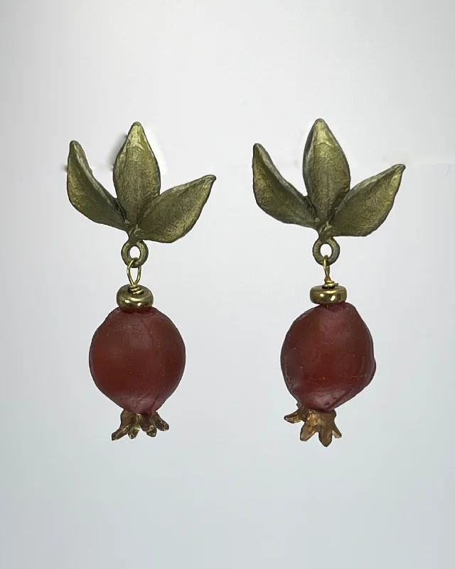 Two-tone earrings-Pomegranate Earrings