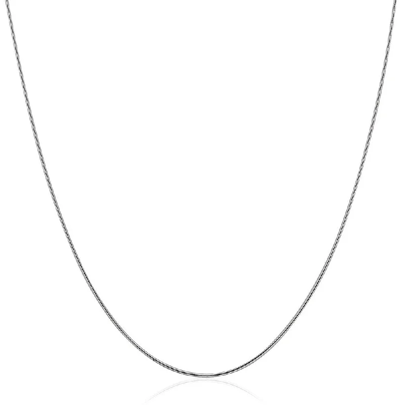 Pure crystal necklaces-Sterling Silver Round Omega Style Chain Necklace with Rhodium Plating (1.25mm)