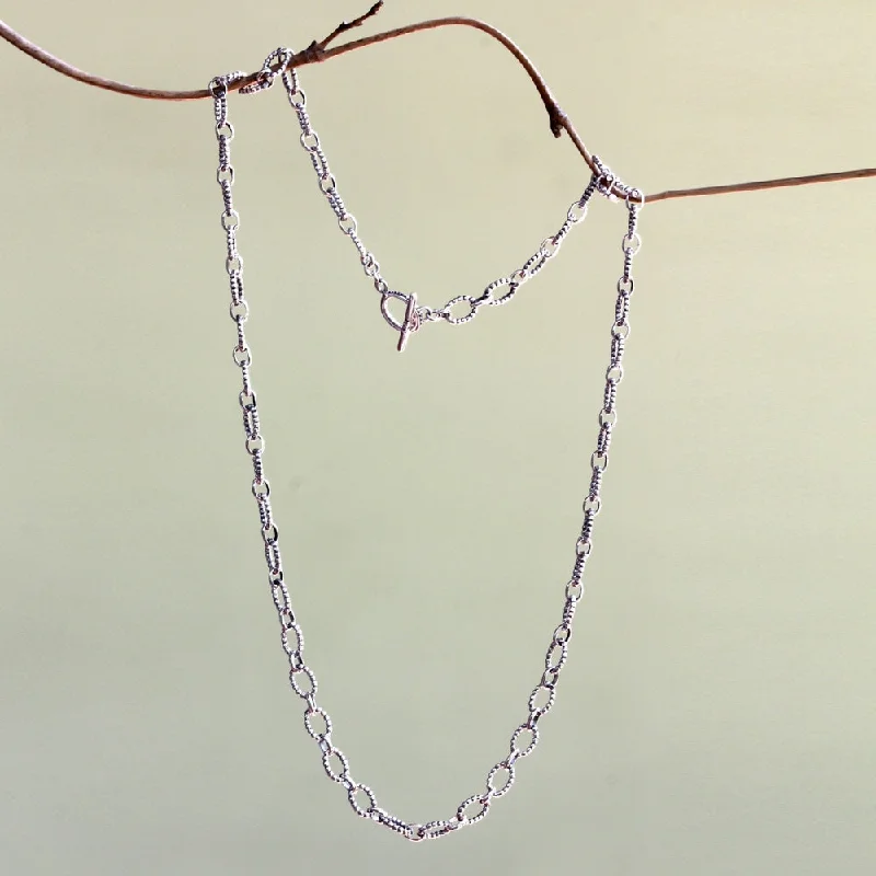 Reef knot necklaces-Handmade Sterling Silver 'Denpasar Muse' Necklace (Indonesia) - 7'6" x 9'6"