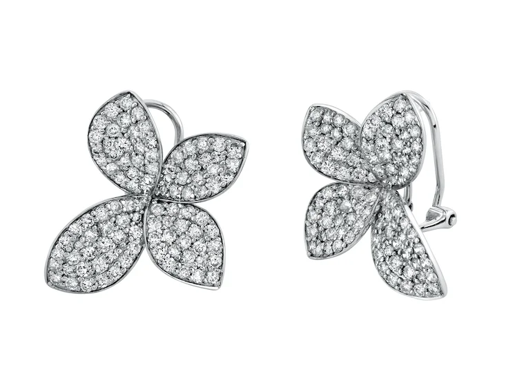 Tiny wing earrings-Four Leaf Flower Studs