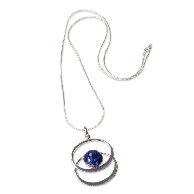 Solid link necklaces-Handmade Sterling Silver 'Cuddle Me Blue' Lapis Lazuli Necklace (Peru)