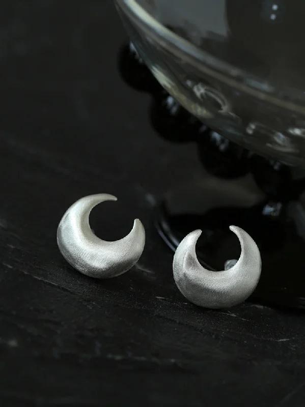 Petal hoop earrings-925 Silver Frosted Moon Bud Simple Stud Earrings