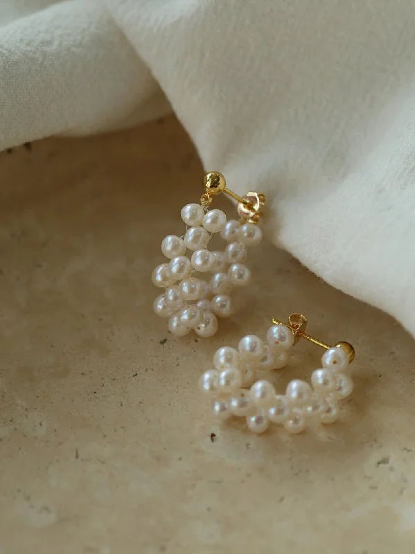 Victorian style earrings-Braided Freshwater Pearl Earrings