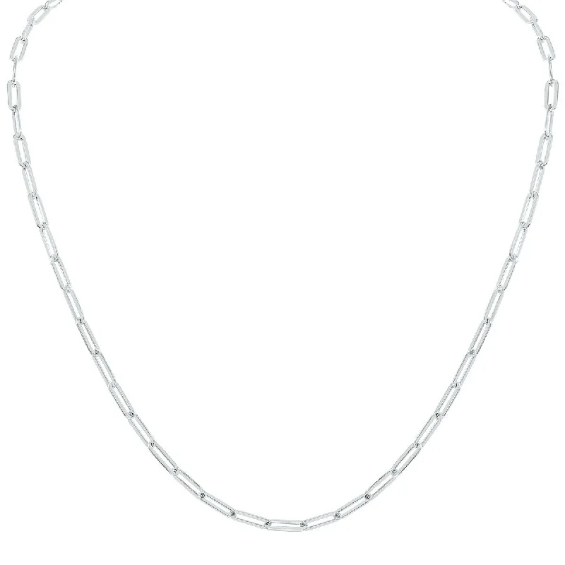 Wide bib necklaces-Marquee Jewels Silver Rhodium 4MM Flat Paperclip Necklace With Lobster Clasp - 18 Inch