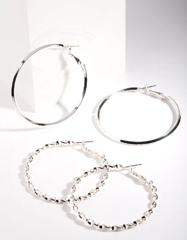 Textured disc earrings-Silver Ultimate Hoop Earring Pack