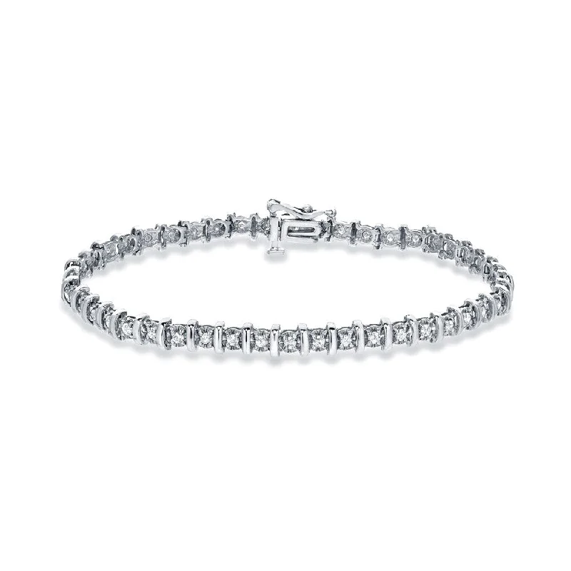 Tiny stack bangles-Auriya 14k White Gold 1ct TDW Round Diamond Tennis Bracelet