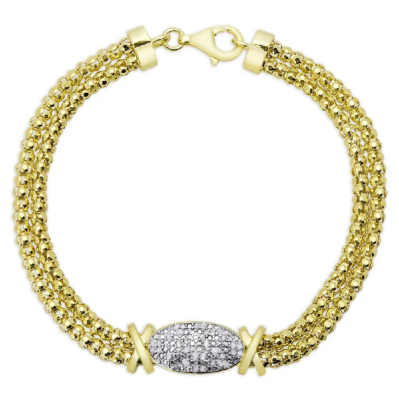 Flex thread bangles-Finesque Gold Over Silver or Sterling Silver 1/4ct TDW Diamond 'XO' Bracelet