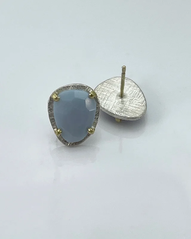 Curved design earrings-Heather Guidero Blue Opal Post Earrings