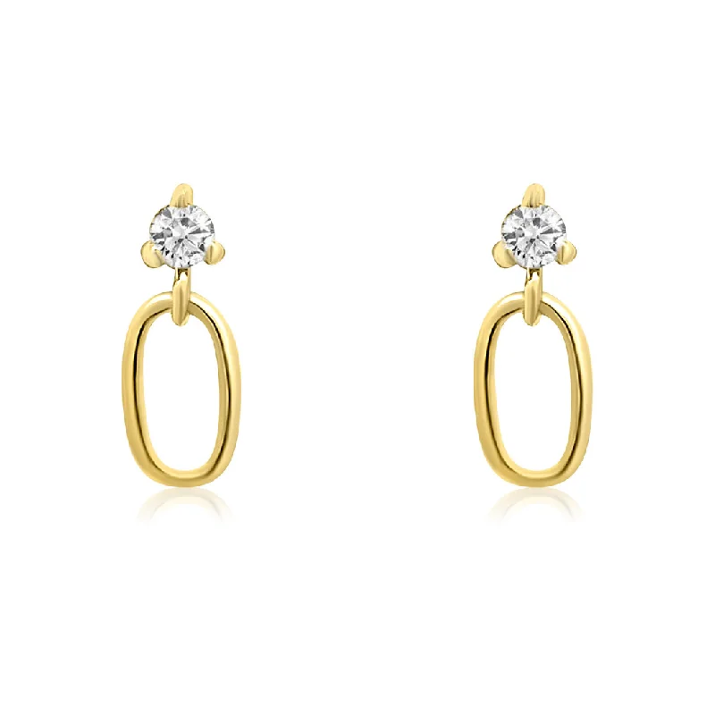 Curved design earrings-Diamond Link Studs