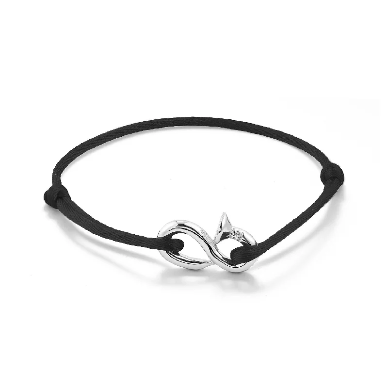 Fine bead bangles-Bent Nail on Black Nylon Cord Bracelet