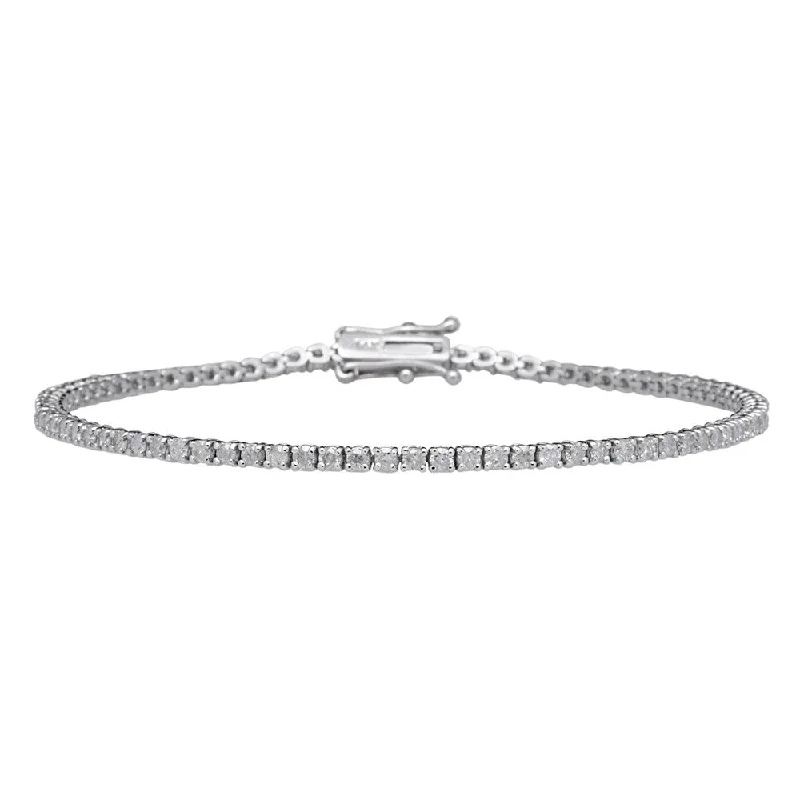 Polished silver bangles-14k White Gold 2ct TDW Diamond Tennis Bracelet