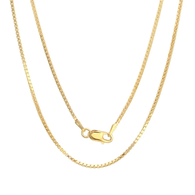 Topaz pendant necklaces-Gold Plated Silver 1.5 mm Box Chain Necklace by Roberto Martinez