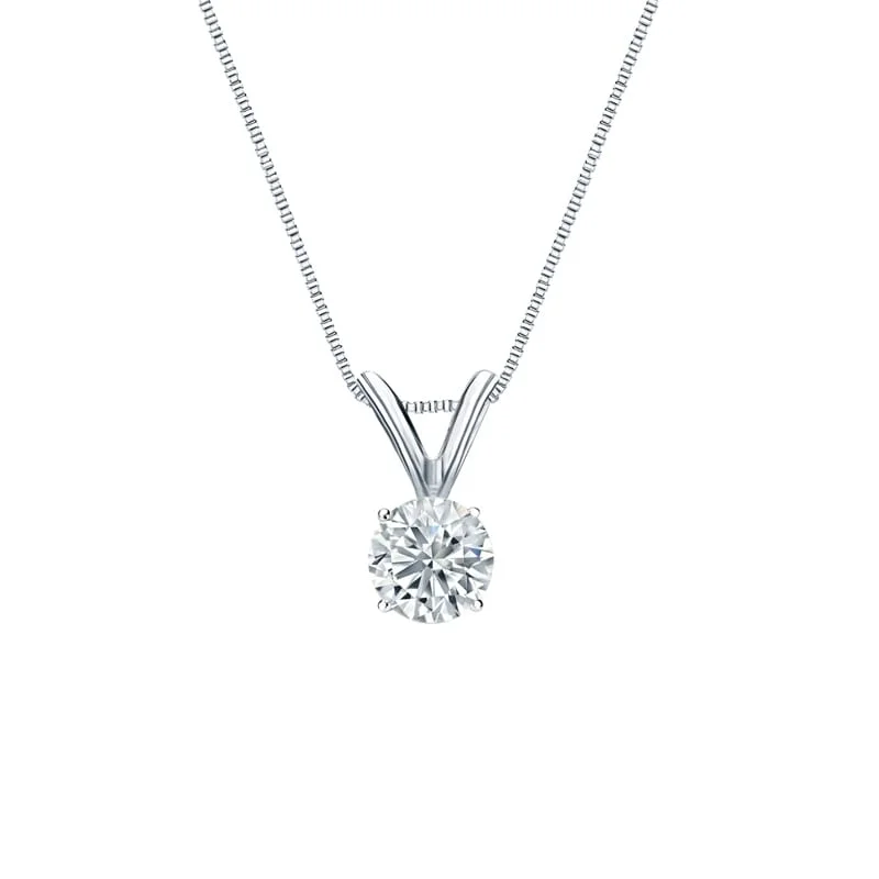 Multi-strand necklaces-Auriya 14-karat Gold 0.30ctw Round Solitaire Lab Grown Diamond Necklace 4-Prong Basket (H-I VS) - 0.3