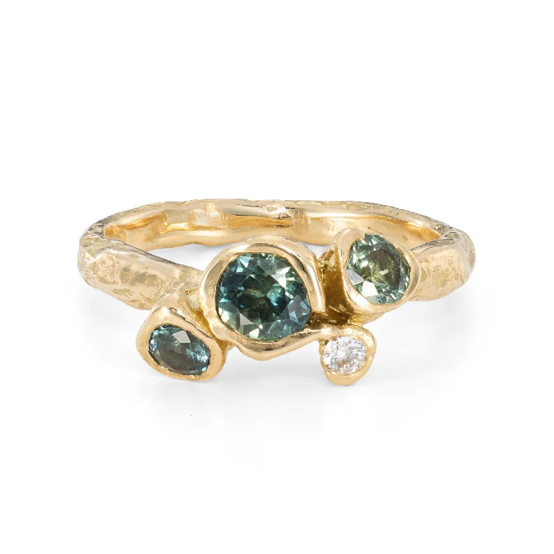 Subtle accent engagement rings-Green Sapphire Lansallos Ring