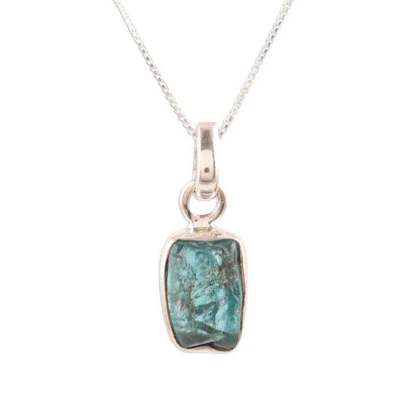 Wide bib necklaces-NOVICA Appealing Sea, Apatite pendant necklace