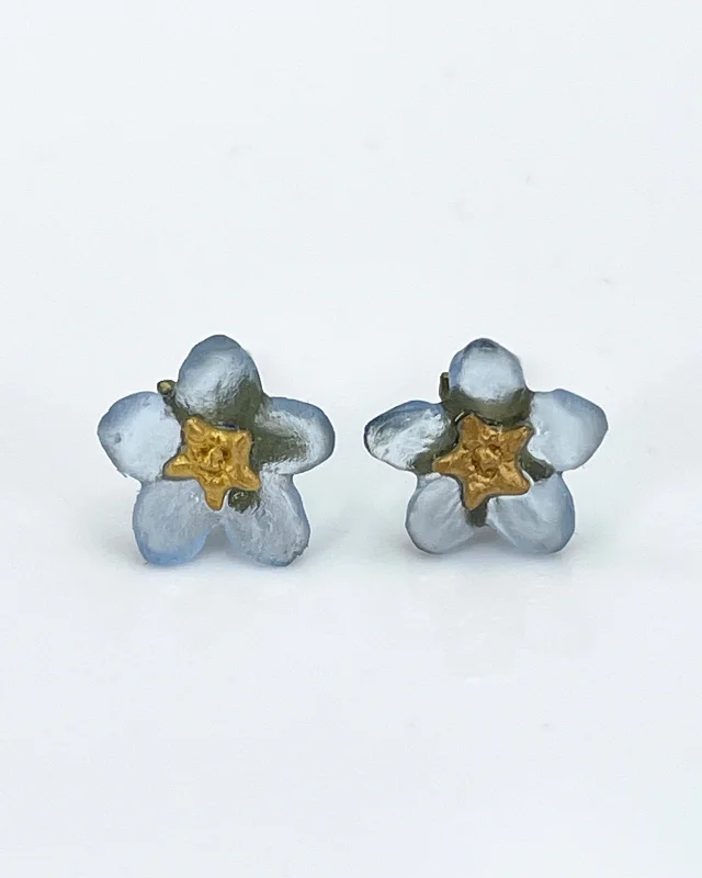 Wide hoop earrings-Forget Me Not Flower  Earrings