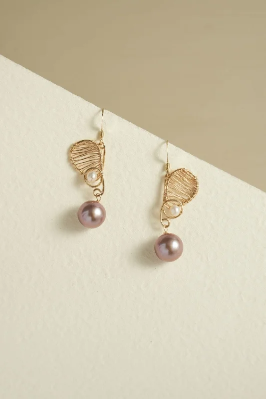 Mystic eye earrings-Purple Fairy Series Butterfly Kiss Pearl Dangle Earrings