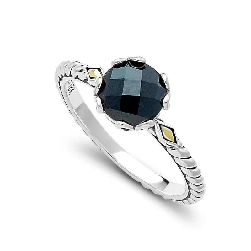 Polished bead engagement rings-Samuel B. Black Spinel Glow Ring