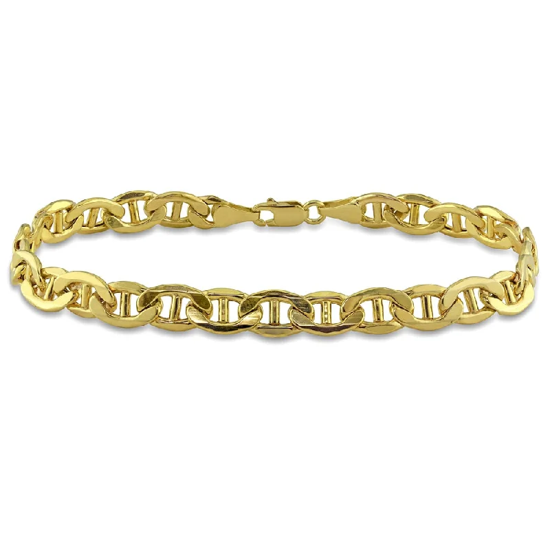 Bead rim bangles-Miadora Men's 10k Yellow Gold Link Bracelet