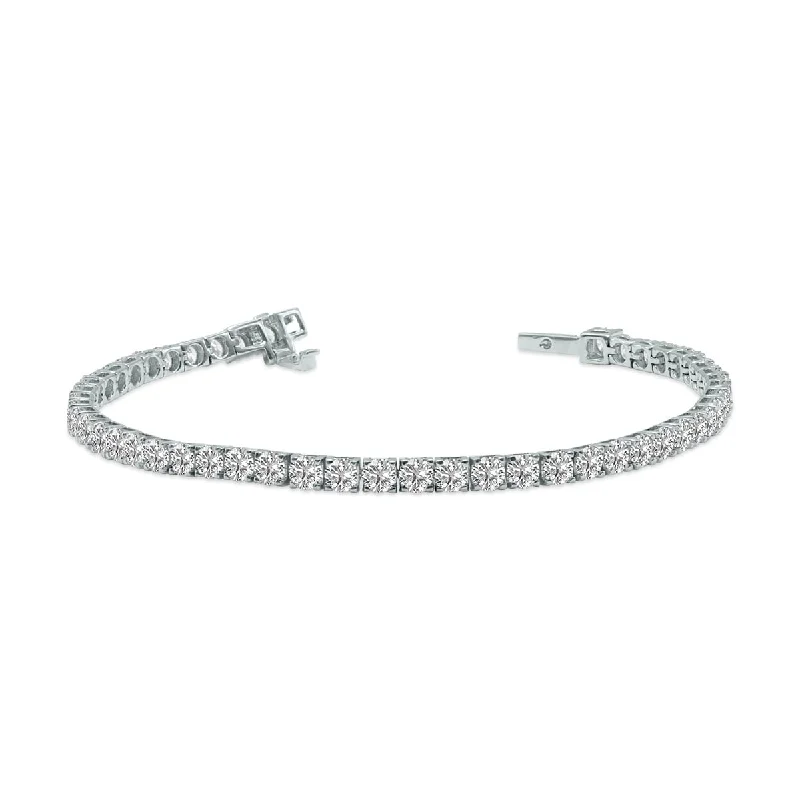 Textured letter bangles-Marquee 7 Carat TW Lab Grown Diamond Tennis Bracelet in 14K White Gold