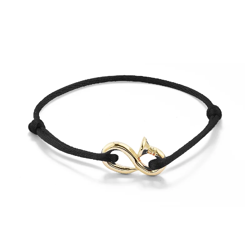 Java tile bangles-14kt Bent Nail on Black Nylon Cord Bracelet