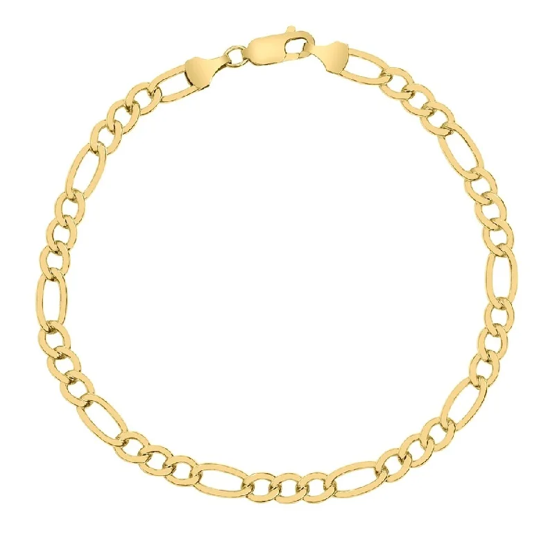 Bamboo weave bangles-14K Yellow Gold Filled 5.2MM Figaro Bracelet with Lobster Clasp