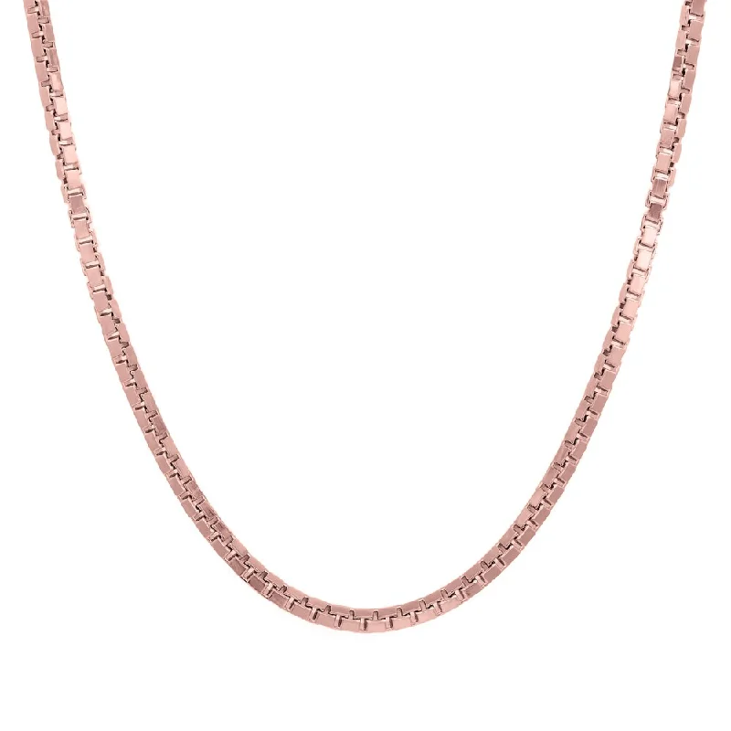 Tarnished silver necklaces-Rose Gold Plated Silver 2 mm Box Chain Necklace by Roberto Martinez