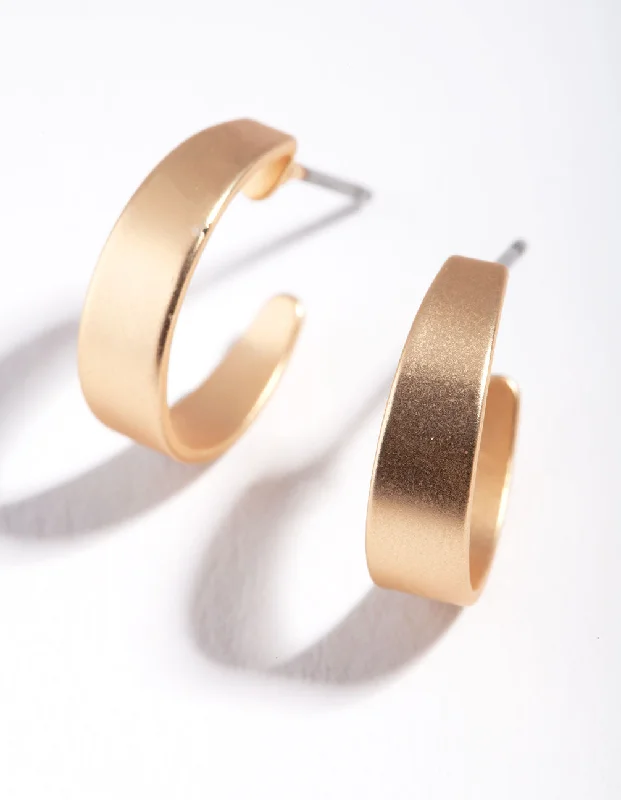 Thick hoop earrings-Matte Gold Mini Hoop Earrings