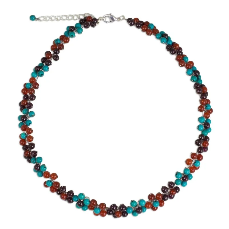 Stellar star necklaces-Handmade 'Rainbow Bloom' Multi-gemstone Necklace (Thailand) - 7'6" x 9'6"