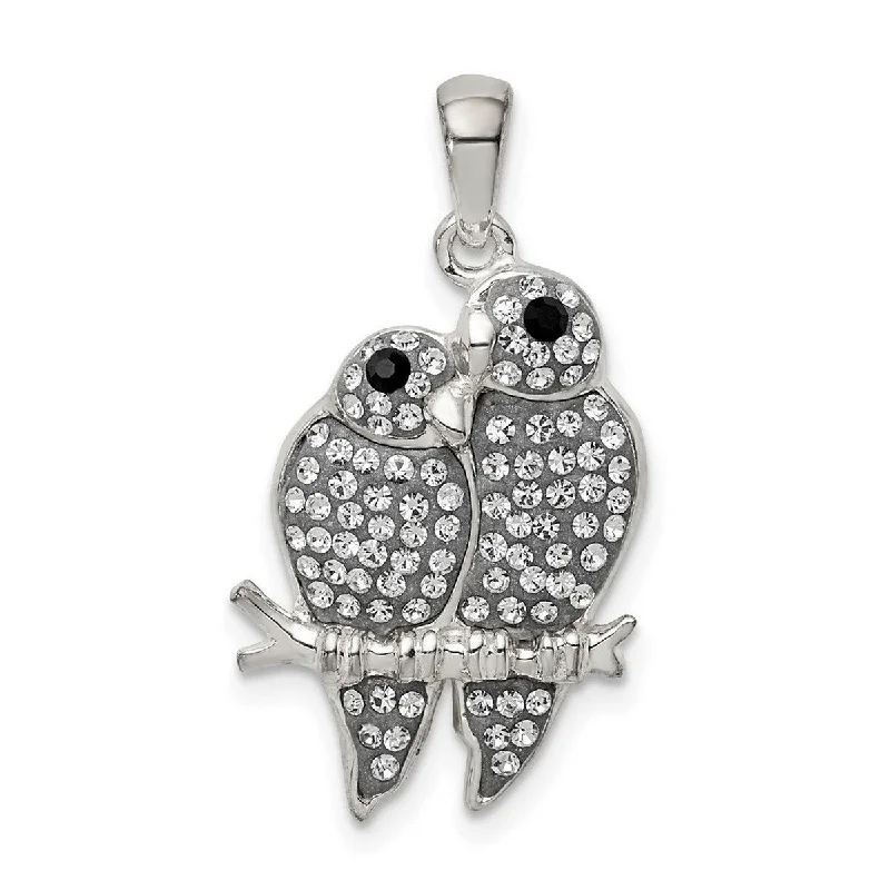 Agate gem necklaces-Curata 925 Sterling Silver Preciosa Crystal Parrot Couple Pendant Necklace Jewelry Gifts for Women