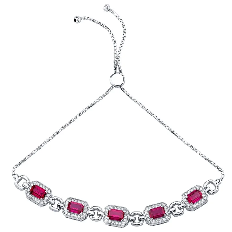 Multi-bead bangles-3.75 ct Ruby Adjustable Bracelet in Sterling Silver