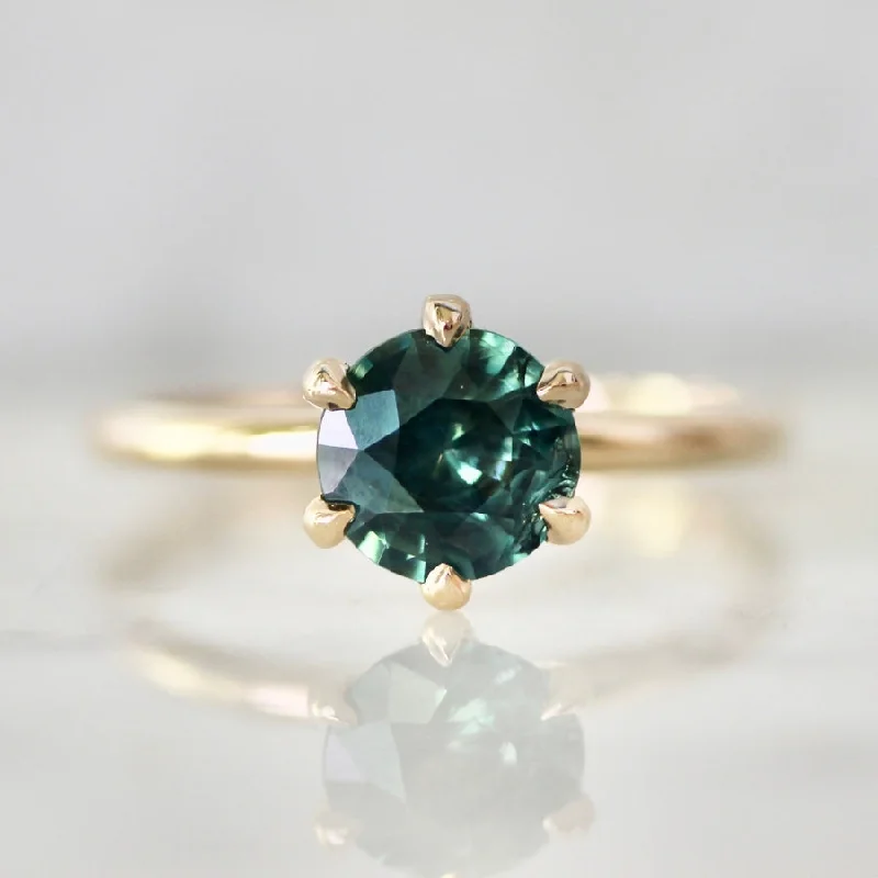 1.40 Carat Stella Teal Round Brilliant Cut Sapphire Ring