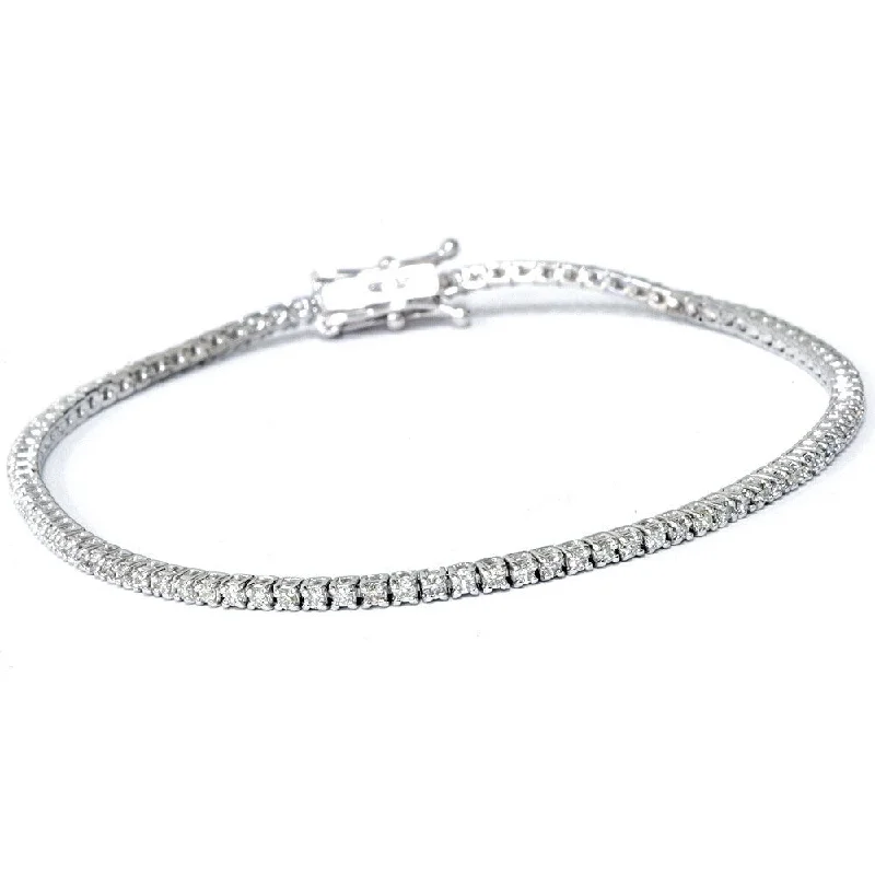 Textured letter bangles-Eco Friendly 18k White Gold 1ct TDW Lab-Grown Diamond Tennis Bracelet