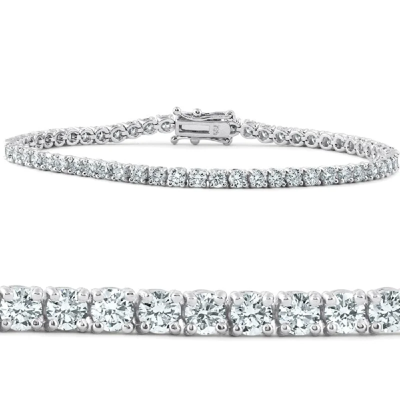 Faith charm bangles-Pompeii3 18k White Gold 4 ct TDW Diamond Tennis Bracelet 7" Double Lock Clasp Lab Grown Eco Friendly (G-H,SI1-SI2)