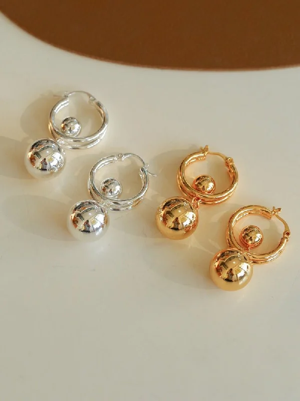 Pink gold earrings-Dynamic Sphere Hoop Earrings