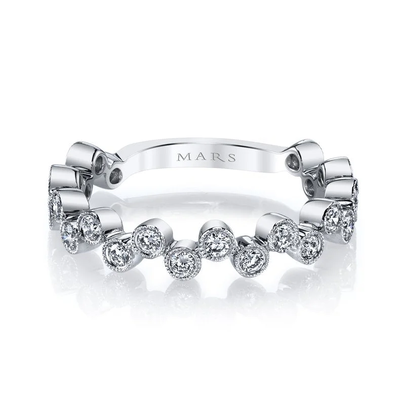 Oval diamond engagement rings-14K White Gold 0.53ct. Diamond Bezel Set Stackable Fashion Ring