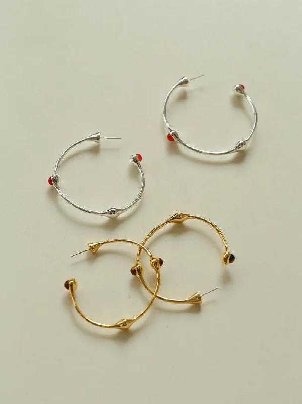 Large hoop earrings-Fashion Tiger Eye Red Agate Hoop Earrings