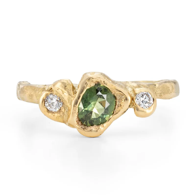 Spiral gem engagement rings-Crested Sapphire Adakite East Ring