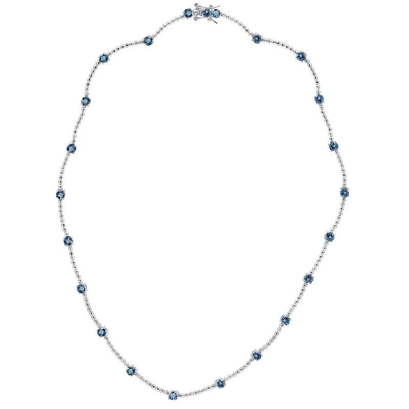 Thai style necklaces-Dolce Giavonna Sterling Silver London Blue Topaz Necklace