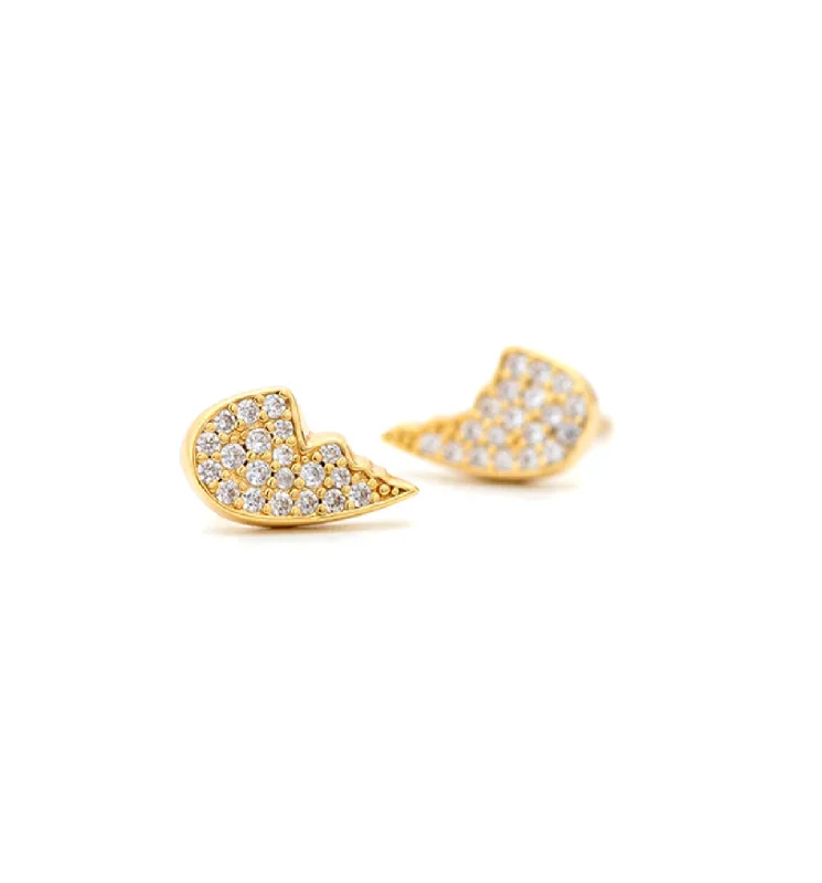 Reef knot earrings-Broken Heart Diamond Studs