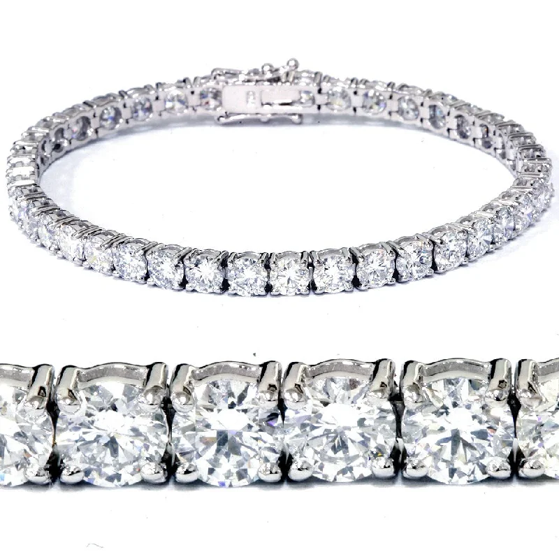 Textured letter bangles-18k White Gold 12.36 ct TDW Lab Grown Eco Friendly Round Diamond Tennis Bracelet