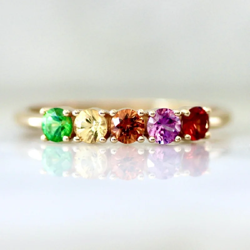 Fruit Salad Round Brilliant Cut Sapphire Band