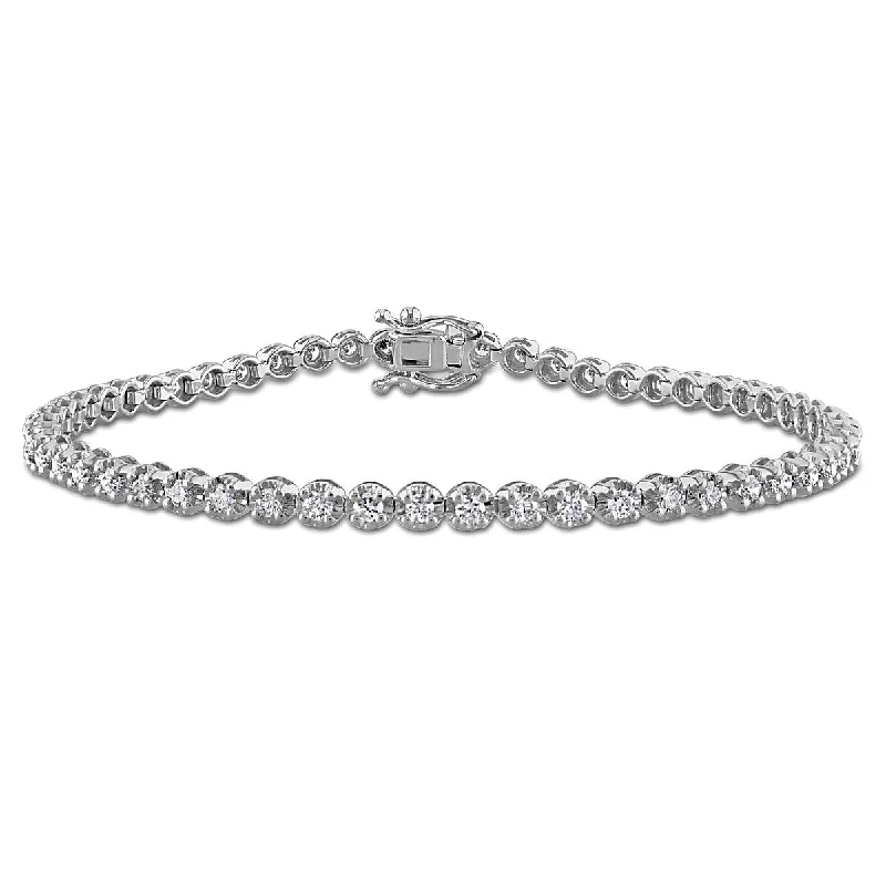 Layered chain bangles-Miadora 1-5/8ct TW Diamond Tennis Bracelet in 14k White Gold